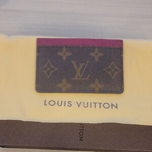 Authentic Louis Vuitton Brown and Magenta Card Holder